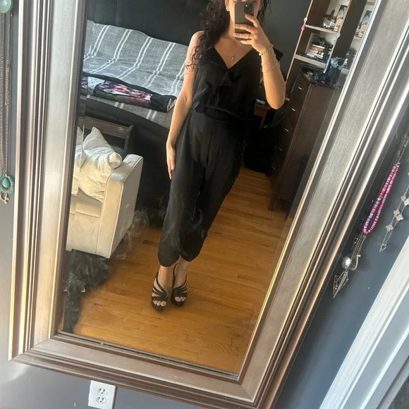 Parker Black One-Shoulder Ruffle Jumpsuit - Picture 3 of 7